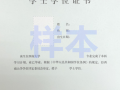 西南大學(xué)繼續(xù)教育學(xué)院學(xué)位證書(shū)樣本