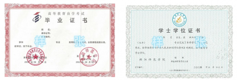 綿陽師范學(xué)院自考畢業(yè)證書樣本